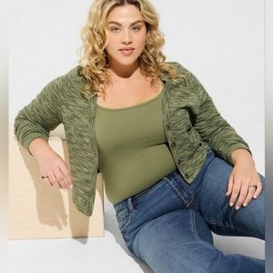 NWT | Torrid Space Dye Cardigan V-Neck Cropped Sweater | Size 2
